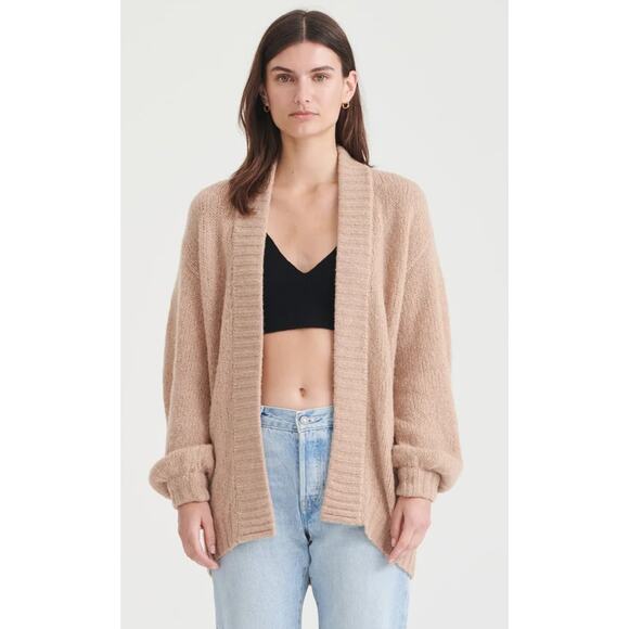 Naadam Ribbed Cocoon Cashmere Cardigan Sweater Desert Pink L - Picture 1 of 13